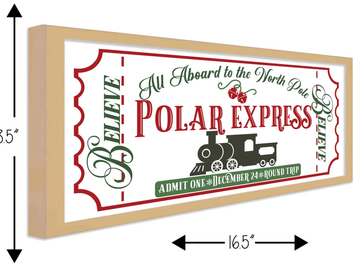 HO HO HO 9.5" x 21.5" Framed Christmas Wall Decor Art Print Sign Poster in a Natural Wooden Frame with UV Acrylic and Hangers