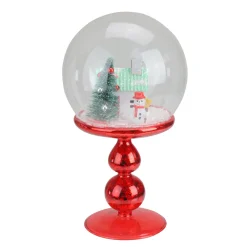 Holiday Scene Pedestal Globe Decoration -8.75" - Red