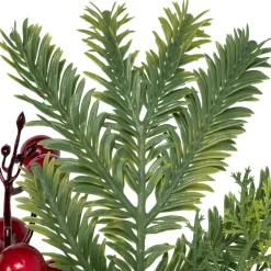 Holly and Berries Christmas Pillar Candle Holder with Pine Cones - 28