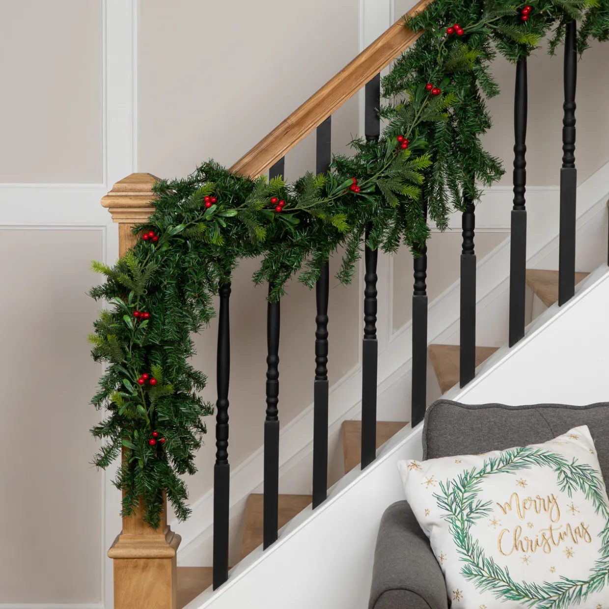 Holly Berries and Pine Artificial Christmas Garland - 6' - Unlit