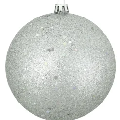 Holographic Glitter Silver Shatterproof Christmas Ornament 4" (100mm)