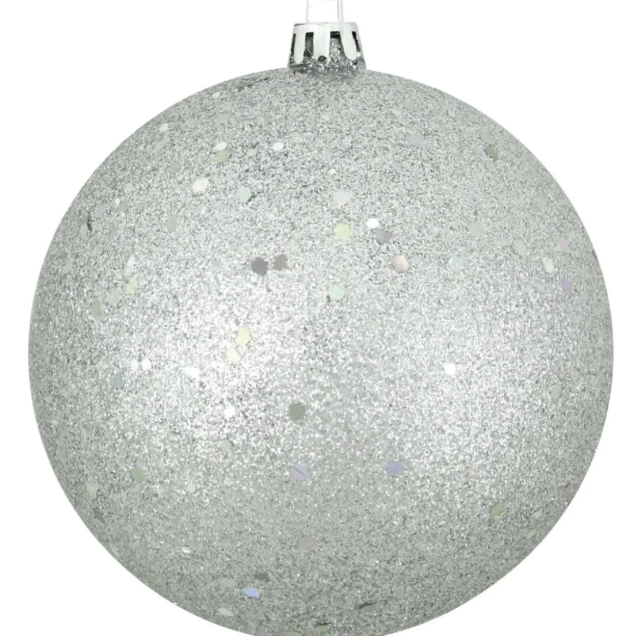 Holographic Glitter Silver Shatterproof Christmas Ornament 4" (100mm)
