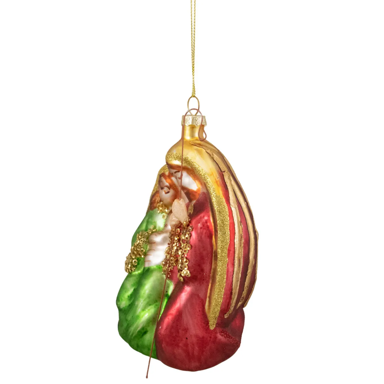 Holy Family Glass Nativity Christmas Ornament - 6"