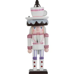 Hot Cocoa Nutcracker Christmas Figure - 10" - White and Pink