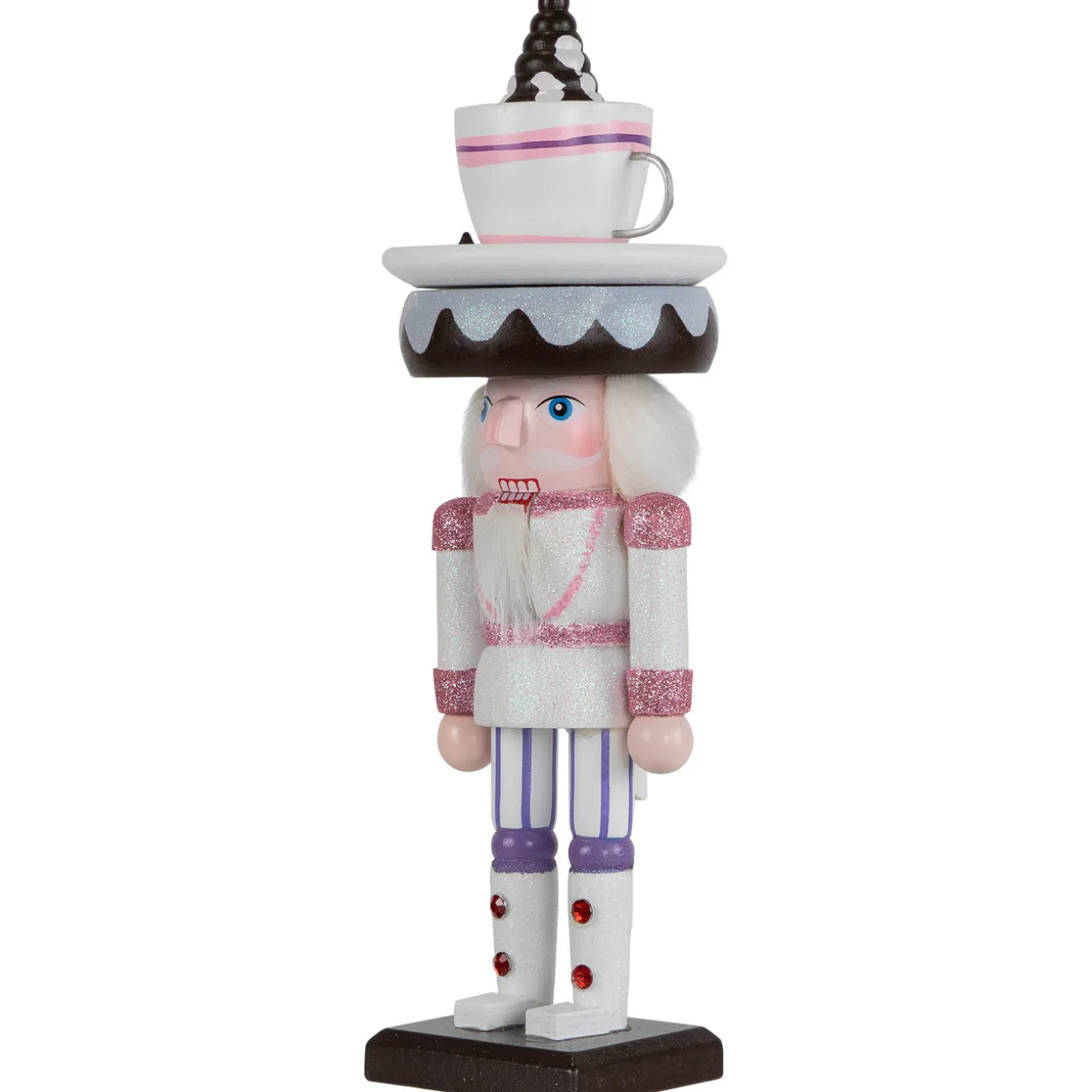 Hot Cocoa Nutcracker Christmas Figure - 10" - White and Pink