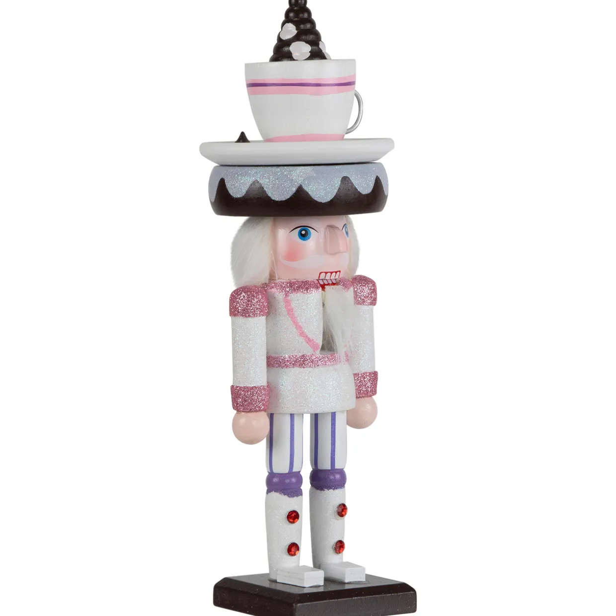 Hot Cocoa Nutcracker Christmas Figure - 10" - White and Pink