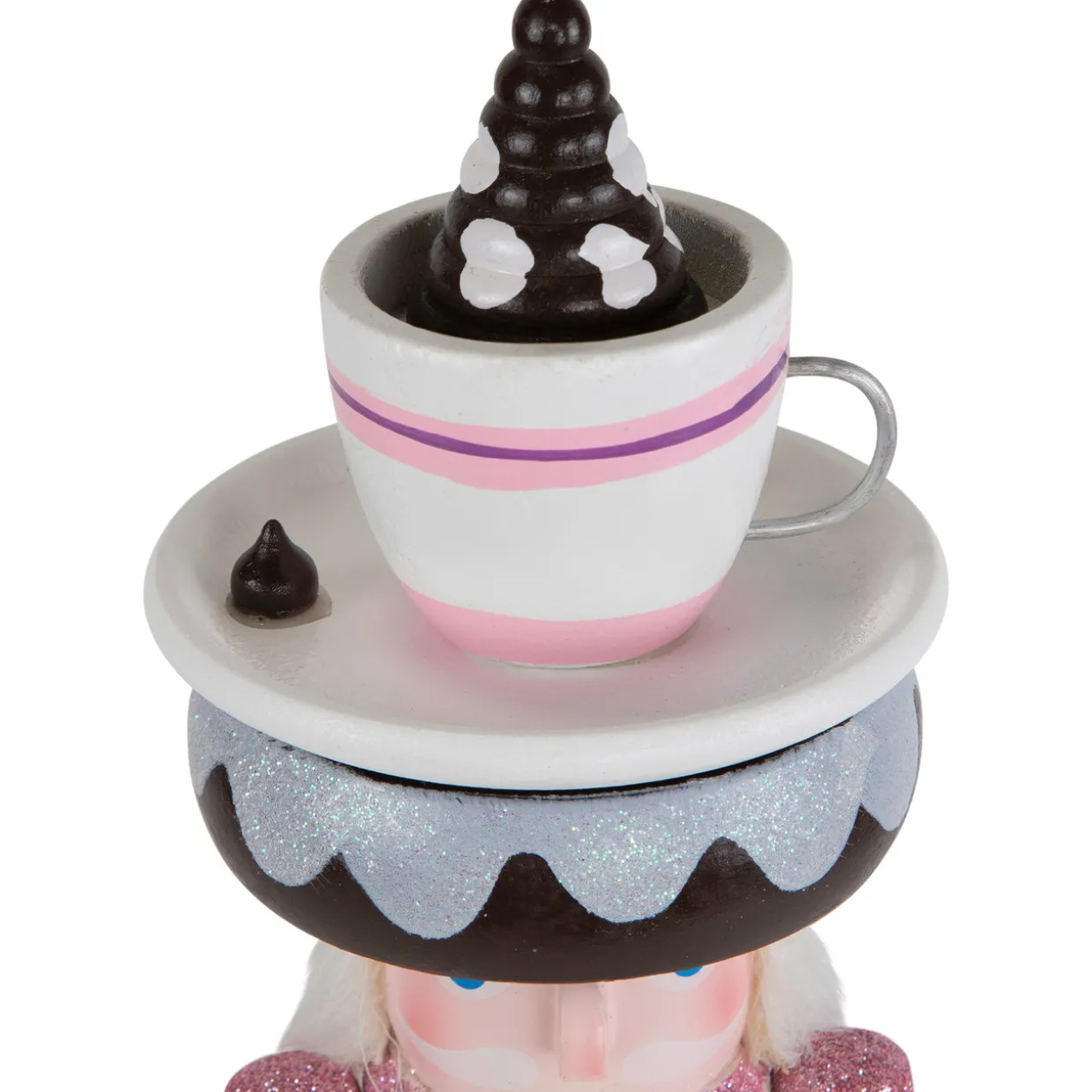 Hot Cocoa Nutcracker Christmas Figure - 10" - White and Pink