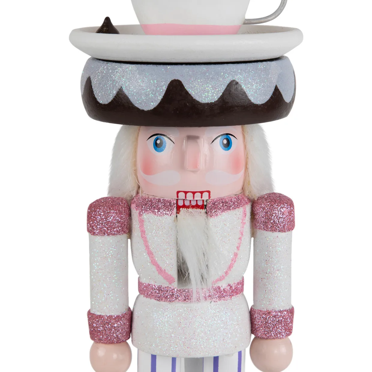 Hot Cocoa Nutcracker Christmas Figure - 10" - White and Pink