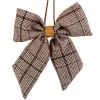 Houndstooth Plaid Bow Christmas Ornament - 7.5" - Brown and Cream