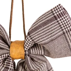 Houndstooth Plaid Bow Christmas Ornament - 7.5