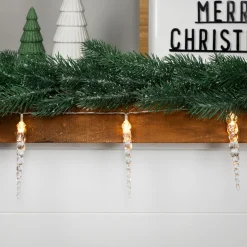 Icicle String Christmas Light Set - Warm White - 4.5' Clear Wire - 10ct
