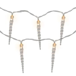 Icicle String Christmas Light Set - Warm White - 4.5' Clear Wire - 10ct