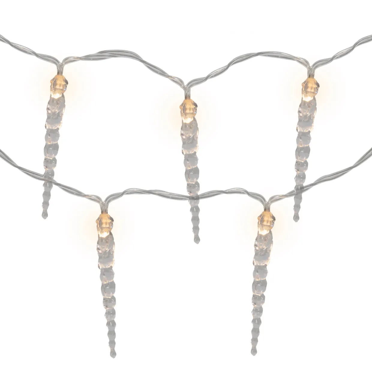 Icicle String Christmas Light Set - Warm White - 4.5' Clear Wire - 10ct