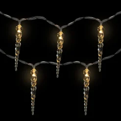 Icicle String Christmas Light Set - Warm White - 4.5' Clear Wire - 10ct