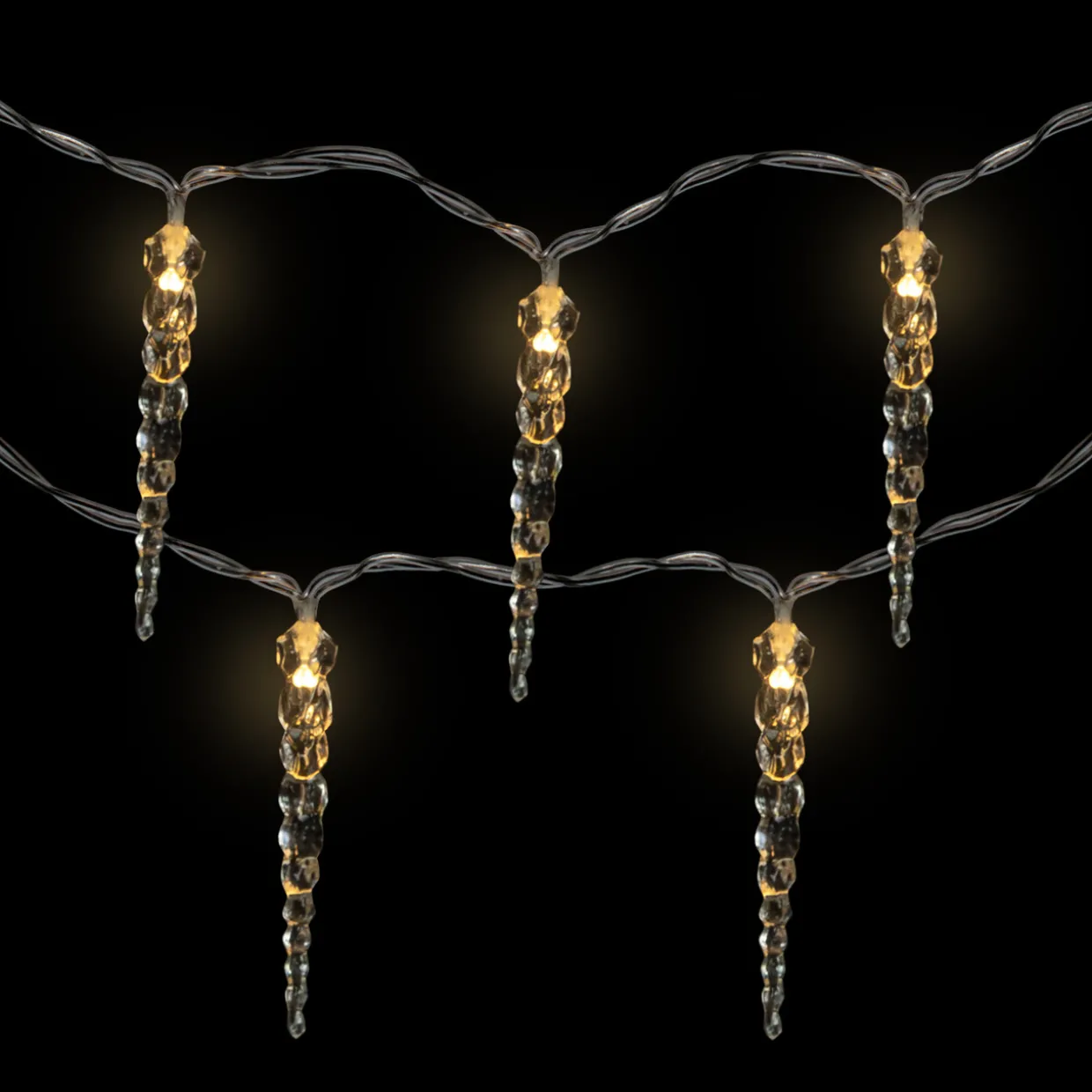 Icicle String Christmas Light Set - Warm White - 4.5' Clear Wire - 10ct