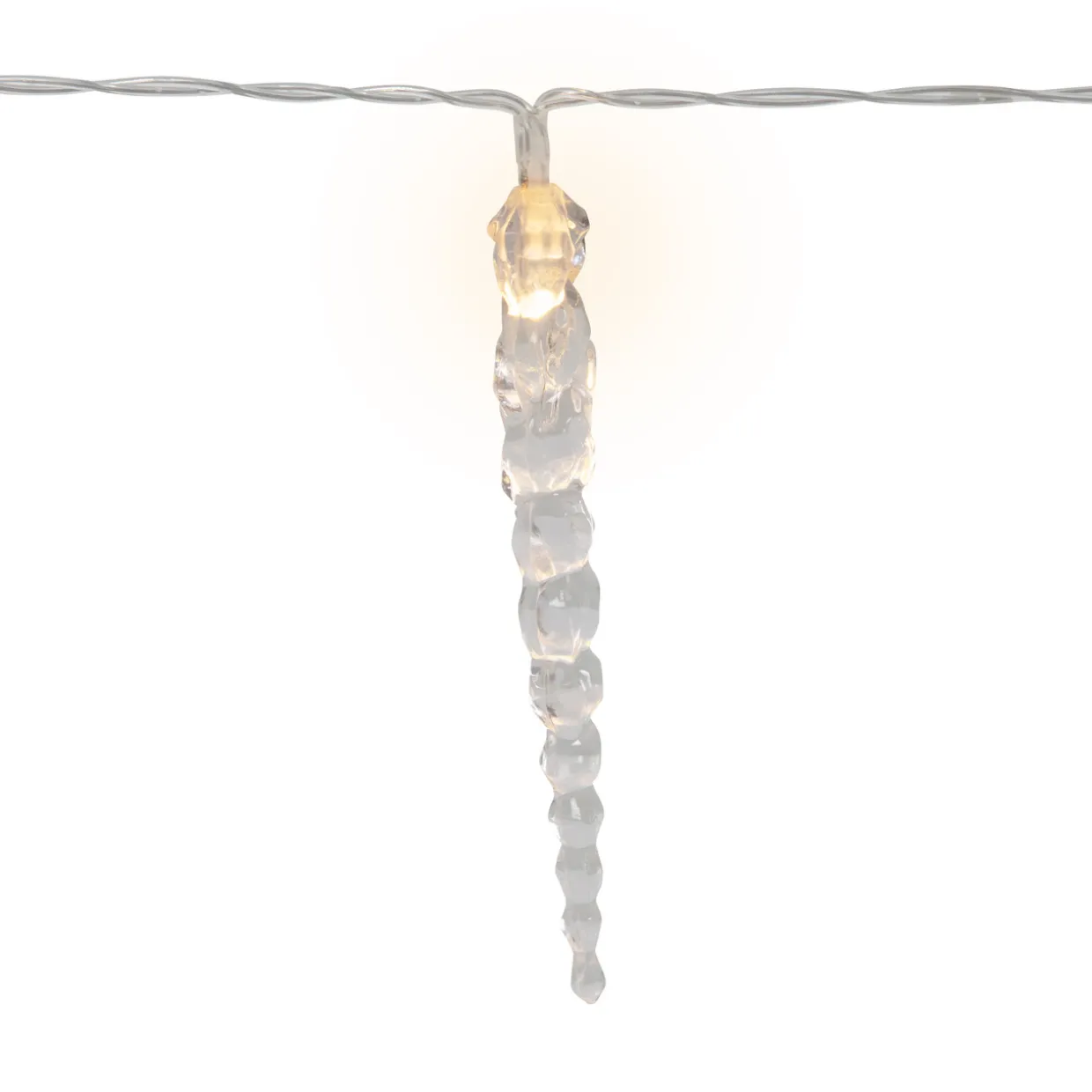 Icicle String Christmas Light Set - Warm White - 4.5' Clear Wire - 10ct