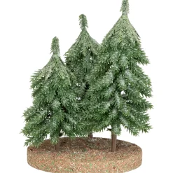 Icy Downswept Pine Trio of Trees Christmas Decoration - 8" - Unlit