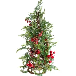 Icy Pine with Berries Artificial Cone Christmas Tree - 27"