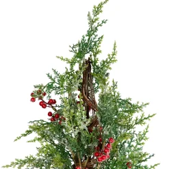 Icy Pine with Berries Artificial Cone Christmas Tree - 27