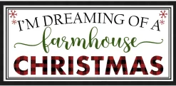 I'm Dreaming of a Farmhouse Christmas 10.5" x 21.5" Framed Christmas Wall Decor Sign Poster in a Black Wooden Frame with UV Acrylic and Hangers