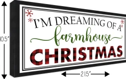 I'm Dreaming of a Farmhouse Christmas 10.5" x 21.5" Framed Christmas Wall Decor Sign Poster in a Black Wooden Frame with UV Acrylic and Hangers