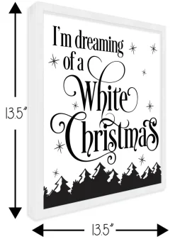 I'm dreaming of White Christmas 13.5" x 13.5" Framed Christmas Wall Decor Art Print Sign Poster in a Natural Wooden Frame with UV Acrylic and Hangers