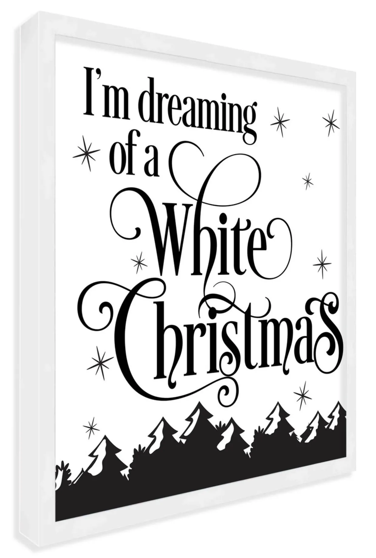 I'm dreaming of White Christmas 13.5" x 13.5" Framed Christmas Wall Decor Art Print Sign Poster in a Natural Wooden Frame with UV Acrylic and Hangers
