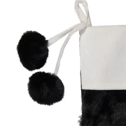 20.5-Inch Black and White Christmas Stocking with Corduroy Cuff