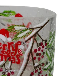 2.75-Inch Cardinal and Pine Hand Painted Flameless Christmas Candle Holder