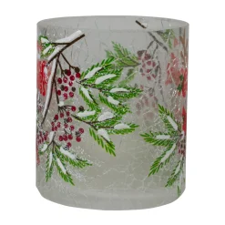 2.75-Inch Cardinal and Pine Hand Painted Flameless Christmas Candle Holder