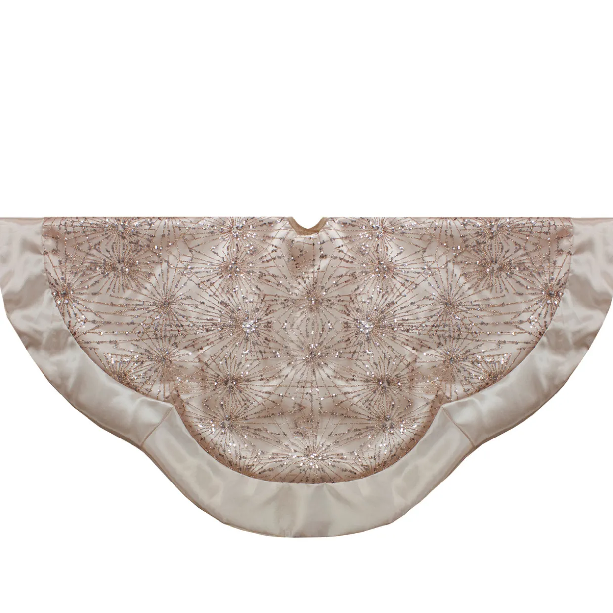 48-Inch Gold Sequins and Glitter Satin Border Christmas Tree Skirt