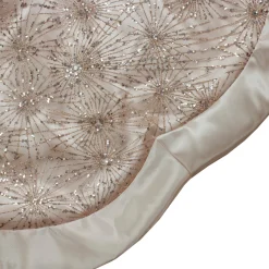 48-Inch Gold Sequins and Glitter Satin Border Christmas Tree Skirt