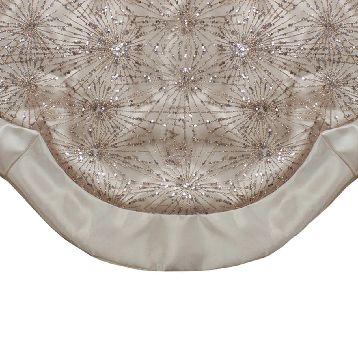 48-Inch Gold Sequins and Glitter Satin Border Christmas Tree Skirt