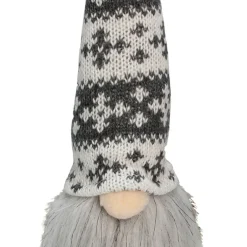6.25-Inch Gray and White Gnome Head with Hat Hanging Christmas Ornament