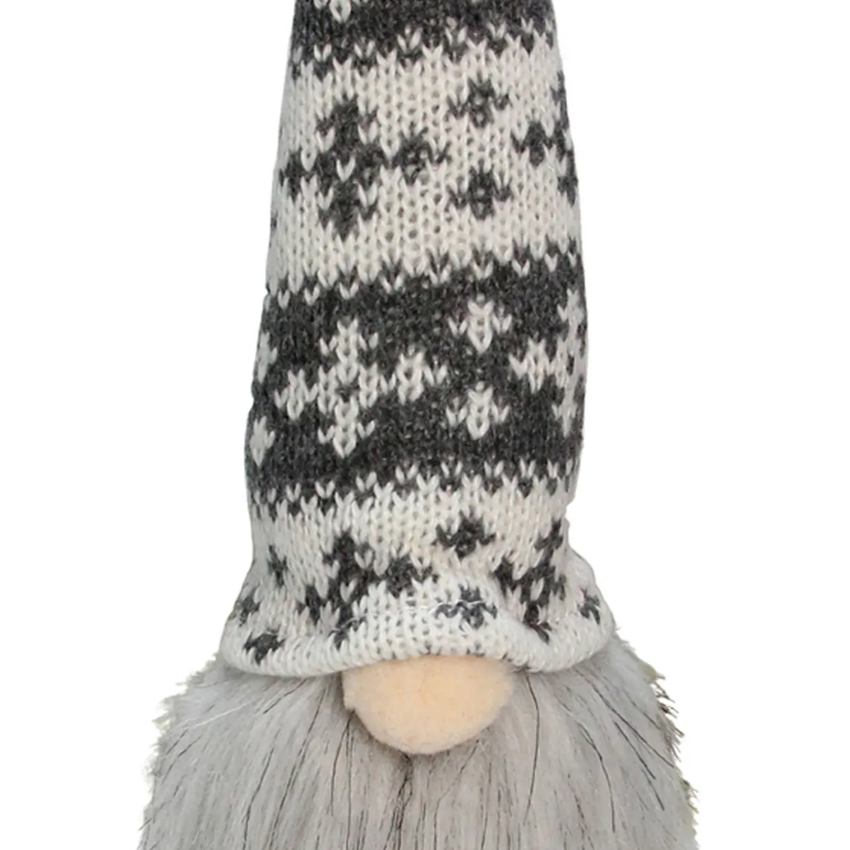 6.25-Inch Gray and White Gnome Head with Hat Hanging Christmas Ornament