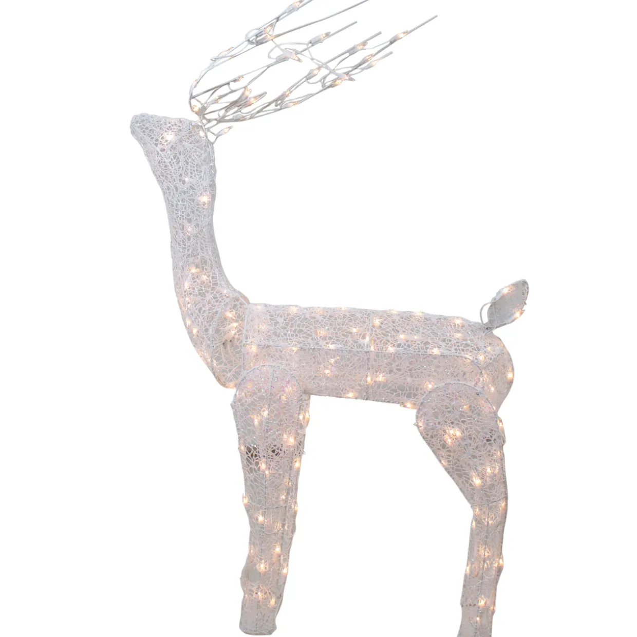 48-Inch Lighted White Mesh Buck Outdoor Christmas Decoration - Clear Lights