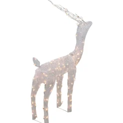 48-Inch Lighted White Mesh Buck Outdoor Christmas Decoration - Clear Lights