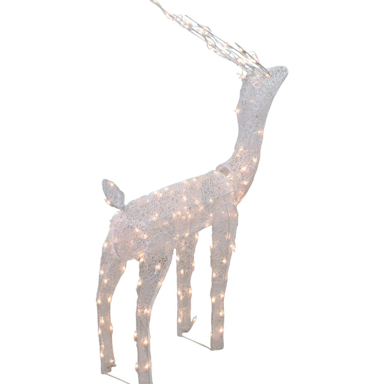 48-Inch Lighted White Mesh Buck Outdoor Christmas Decoration - Clear Lights