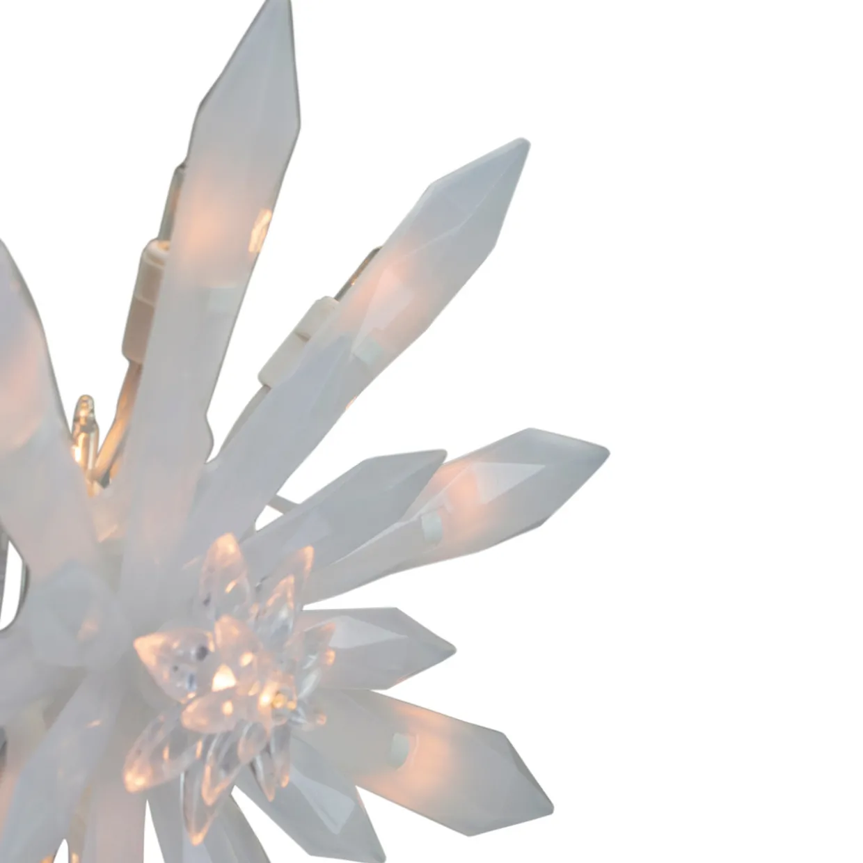 9-Inch Lighted White Snowflake Christmas Tree Topper - Clear Lights