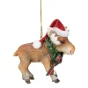 3.5-Inch Moose Wearing Santa Hat and Plaid Bow Christmas Ornament