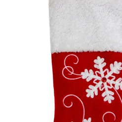 20.5-Inch Red and White Velvet With White Snowflake Christmas Stocking