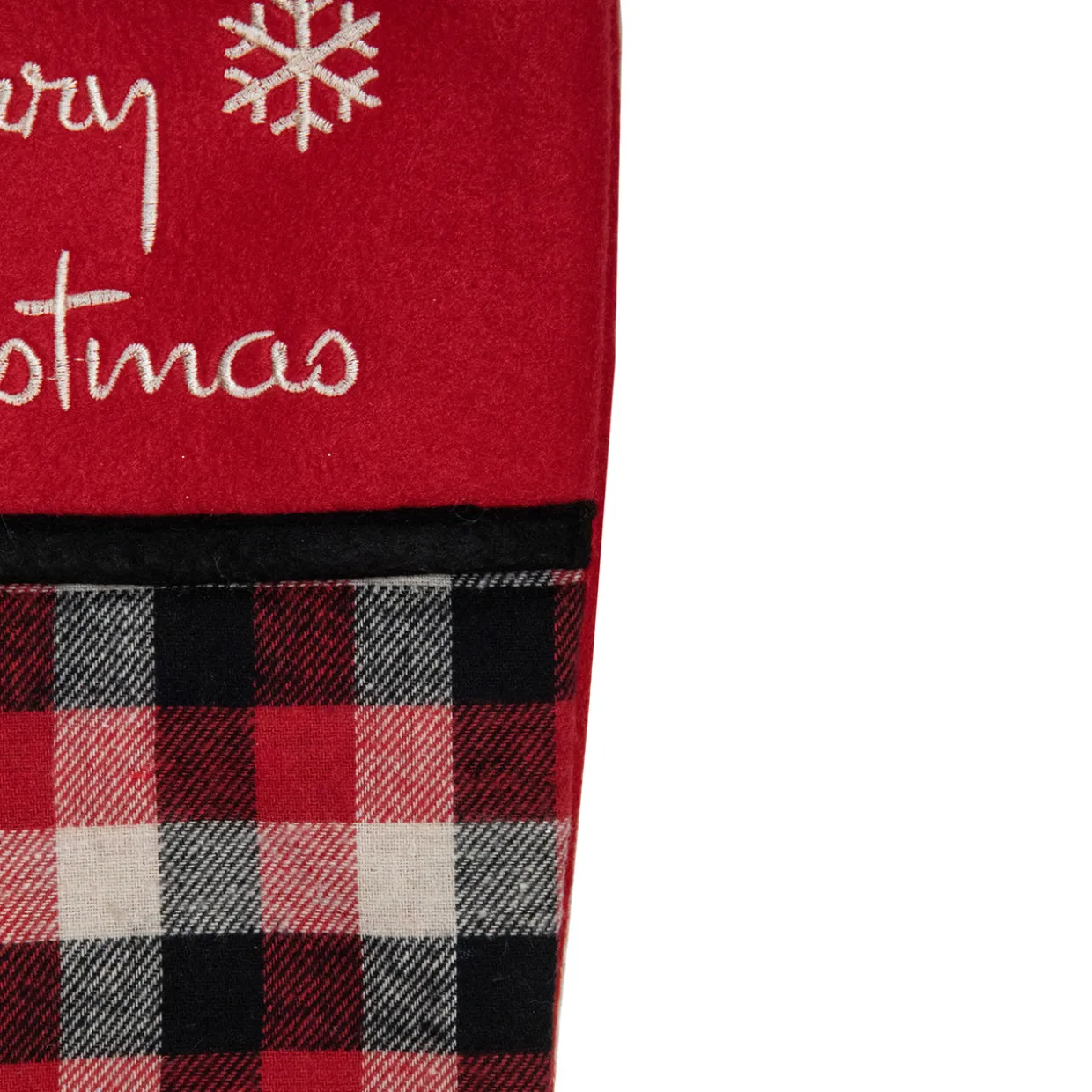 20.5-Inch Red, Black, and White Plaid Christmas Stocking with Fleece Cuff