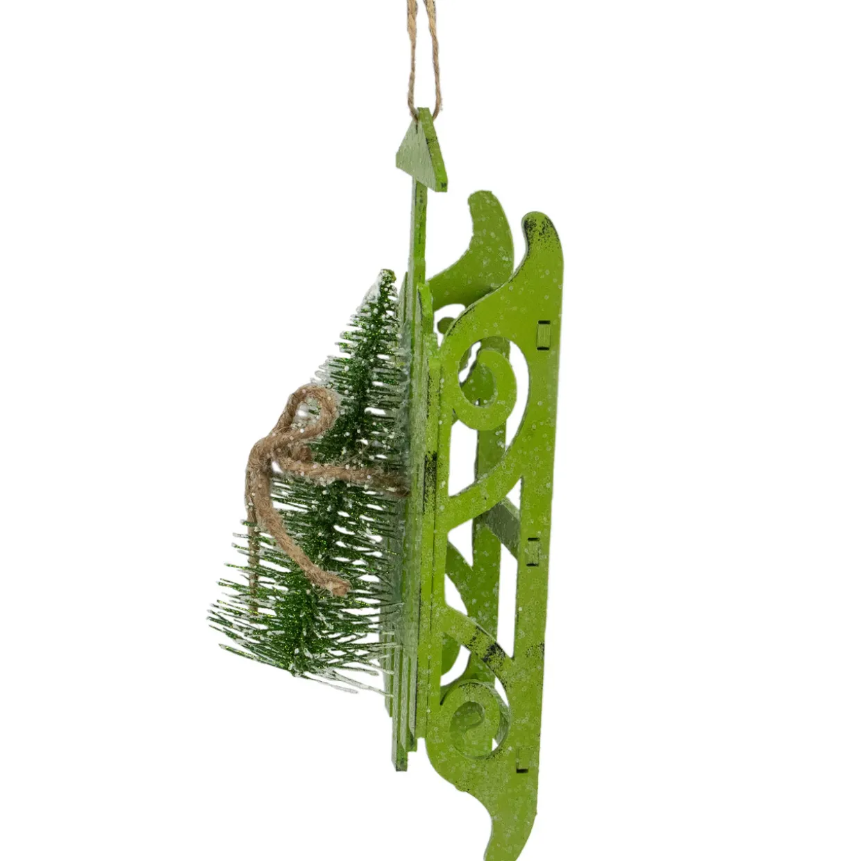9-Inch Tree on Green Wood Sled Christmas Ornament