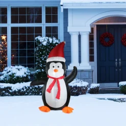 Inflatable Festive Penguin Outdoor Christmas Decoration - 4' - Cool White Lights