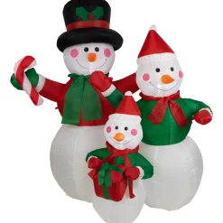 Inflatable Lighted Snowman Family Christmas Yard Art Decoration - 4'