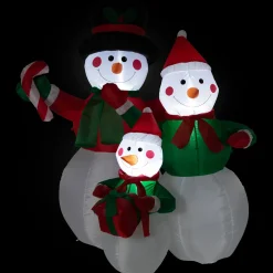 Inflatable Lighted Snowman Family Christmas Yard Art Decoration - 4'