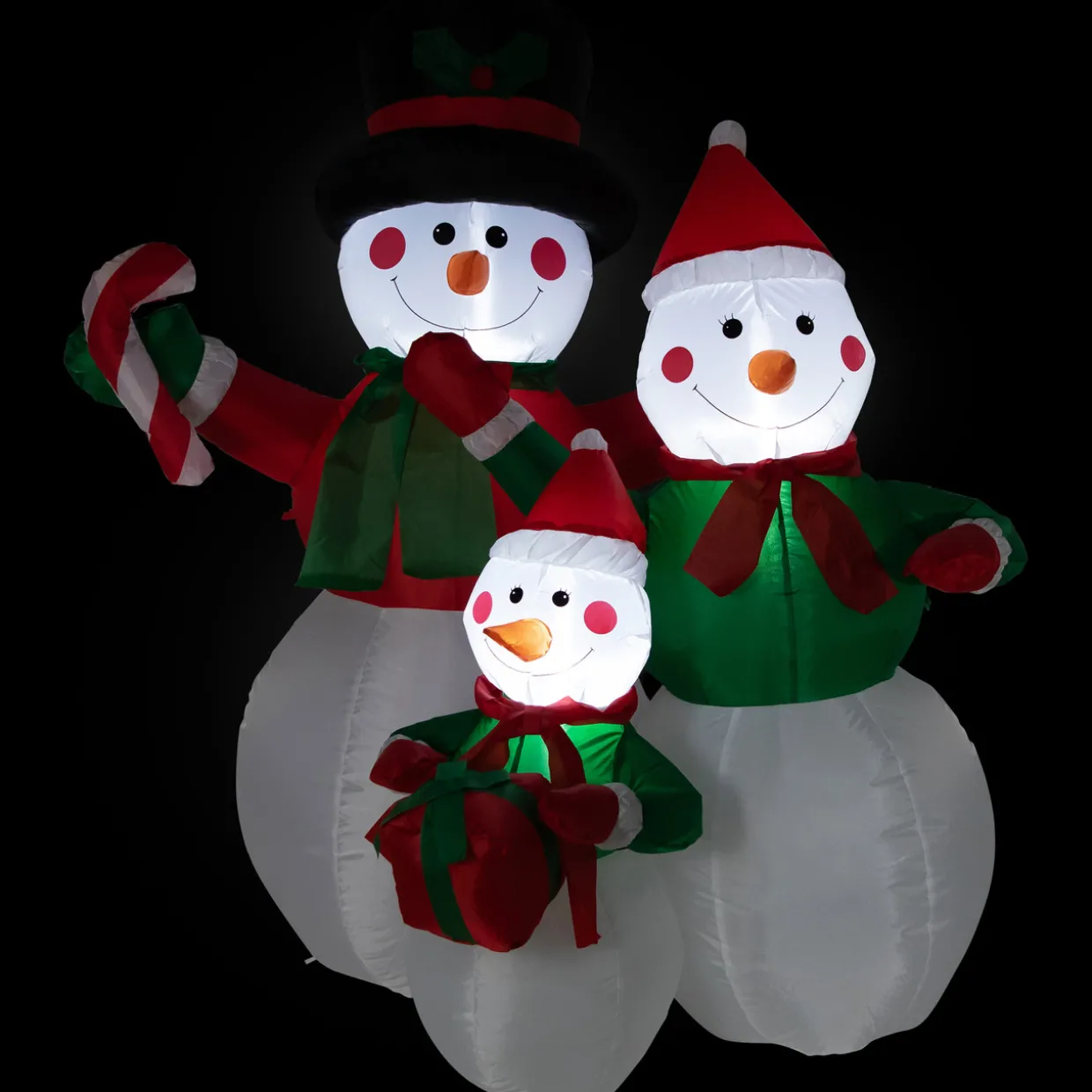 Inflatable Lighted Snowman Family Christmas Yard Art Decoration - 4'