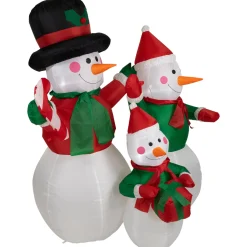 Inflatable Lighted Snowman Family Christmas Yard Art Decoration - 4'