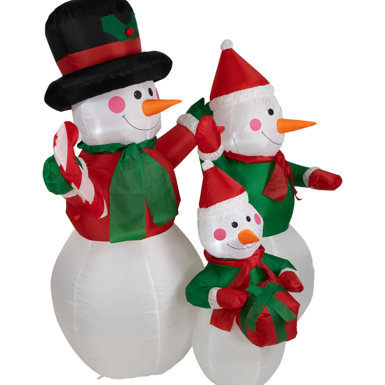 Inflatable Lighted Snowman Family Christmas Yard Art Decoration - 4'