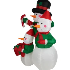 Inflatable Lighted Snowman Family Christmas Yard Art Decoration - 4'